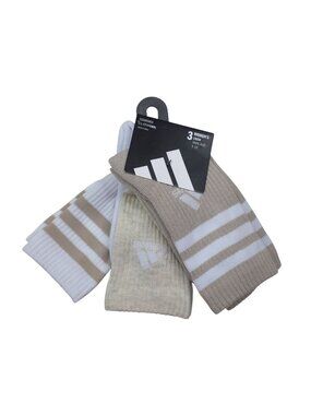 Adidas Womens ClimaCool Crew Socks 3 Pack Beige White Shoe Cushioned Breathable